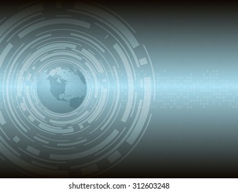 Abstract technology circles with globe vector background