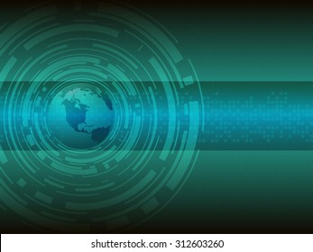 Abstract technology circles with globe vector background