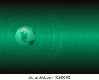 Abstract technology circles with globe vector background
