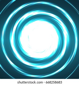 Abstract technology circles, glowing spiral, neon style. Vector illustration. Eps 10