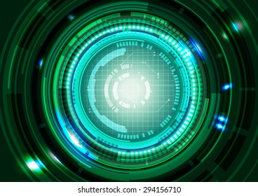 Abstract Technology Circles Green Background, Vector Illustration