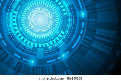abstract technology circles and lines on dark blue background (vector)