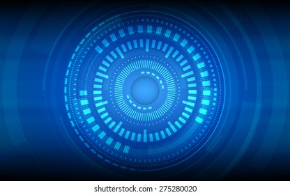 círculos de tecnologia abstratos no fundo de cor azul escuro (vetor)
