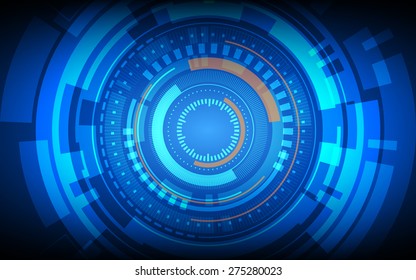 abstract technology circles on dark blue color background (vector)