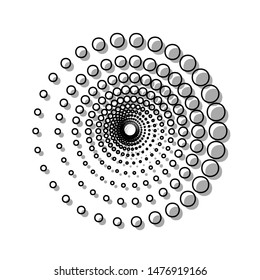 Abstract technology circles sign. Black line icon with gray shifted flat filled icon on white background. Illustration.