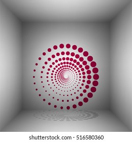 Abstract technology circles sign. Bordo icon with shadow in the room.