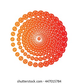 Abstract technology circles sign. Orange applique isolated.