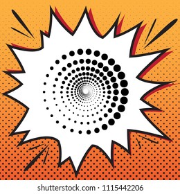 Abstract technology circles sign. Vector. Comics style icon on pop-art background.