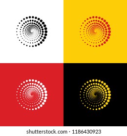 Abstract technology circles sign. Vector. Icons of german flag on corresponding colors as background.