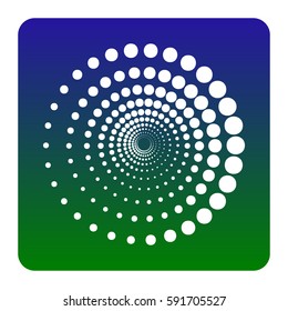Abstract technology circles sign. Vector. White icon at green-blue gradient square with rounded corners on white background. Isolated.