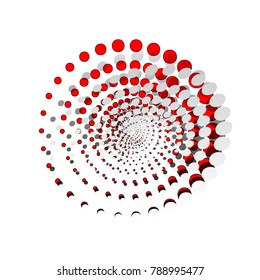 Abstract technology circles sign. Vector. Detachable paper icon with red body stock. Isolated.