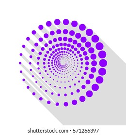 Abstract technology circles sign. Violet icon with flat style shadow path.
