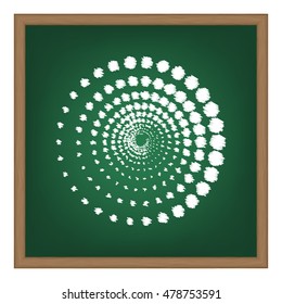 Abstract technology circles sign. White chalk effect on green school board.