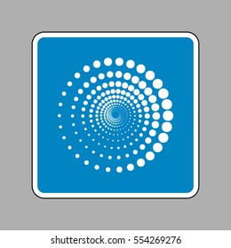 Abstract technology circles sign. White icon on blue sign as background.