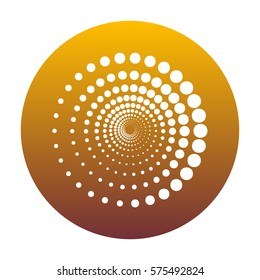 Abstract technology circles sign. White icon in circle with golden gradient as background. Isolated.