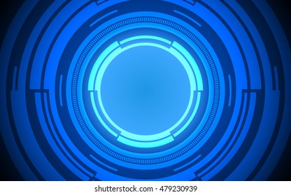 Abstract technology circles with space at center on dark blue color background