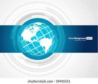 Abstract technology circles with wire globe vector background