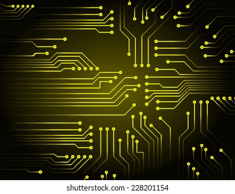 Abstract Technology circuit background vector illustration. yellow color.