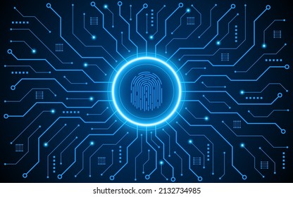 Abstract technology circuit board background. Fingerprint scanning cybersecurity concept. modern technology innovation concept background