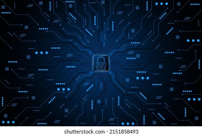 Abstract technology circuit board background with padlock icon. Cyber ​​data security concept. modern technology innovation concept background	