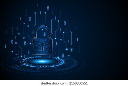 Resumen del fondo de la placa de circuito de tecnología con el icono de candado. Concepto de seguridad de datos de Cyber・. antecedentes de concepto de innovación tecnológica moderna
