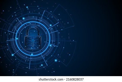 Abstract technology circuit board background with padlock icon. Cyber ​​data security concept. modern technology innovation concept background
