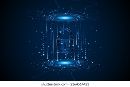 Resumen del fondo del circuito de la tecnología con el icono del candado Cyber・conceptos de seguridad de datos y privacidad. antecedentes de concepto de innovación tecnológica moderna	