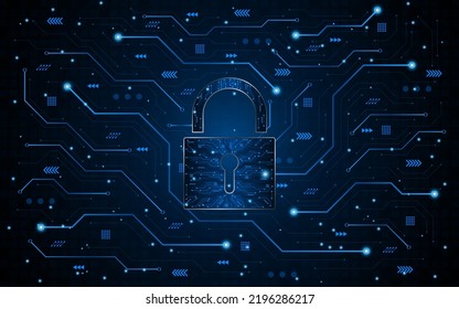 Abstract technology circuit board background with padlock icon. Cyber ​​data security concept. modern technology innovation concept background	