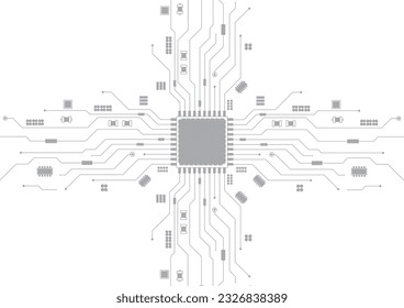 Abstract Technology Circuit board background. Futuristic chip processor code on white technology background, vector illustration	