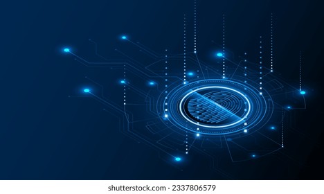 Abstrakter Technologie-Schaltkreis Hintergrund. Fingerabdruck-Cybersicherheitskonzept modernes Innovationskonzept, Hintergrund