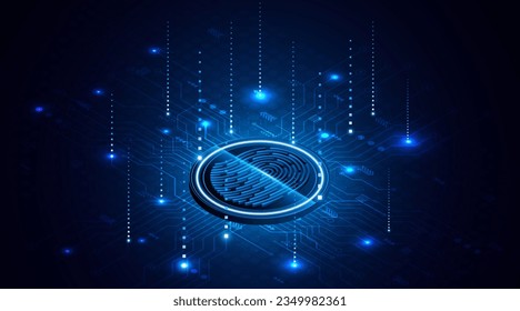 Resumen del fondo de la placa de circuito de tecnología. Concepto de ciberseguridad de digitalización de huellas digitales. antecedentes de concepto de innovación tecnológica moderna	