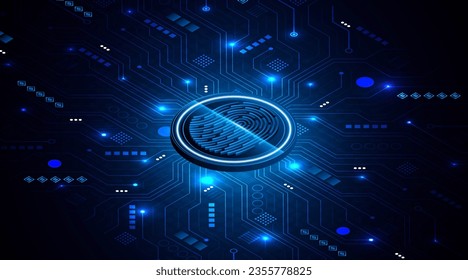 Abstract technology circuit board background. Fingerprint scanning cybersecurity concept. modern technology innovation concept background	