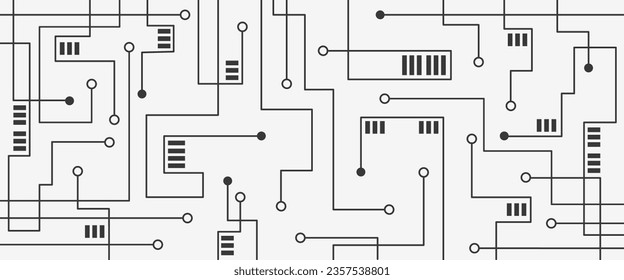 Resumen del fondo de la placa del circuito de la tecnología. Fondo de tecnología abstracta en blanco y negro. Ilustración del vector
