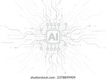Resumen del fondo de la placa del circuito de la tecnología. Código de procesador de chip futurista sobre fondo de tecnología blanca, ilustración vectorial	
