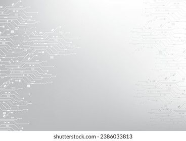 Resumen del fondo de la placa del circuito de la tecnología. Fondo de tecnología Gris White Resumen. Tecnología digital con fondo plexado y espacio para tu texto	