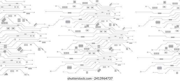 Abstract Technology Circuit board background. Grey white Abstract technology background. Digital technology with plexus background and space for your text