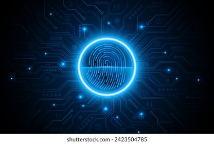 Abstract technology circuit board background. Fingerprint scanning cybersecurity concept. modern technology innovation concept background
