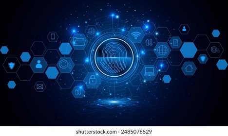 Abstrakt-Technologie-Leiterplattenhintergrund. Fingerabdruck-Scanning Cybersicherheitskonzept. Moderne Technologie Innovationskonzept Hintergrund