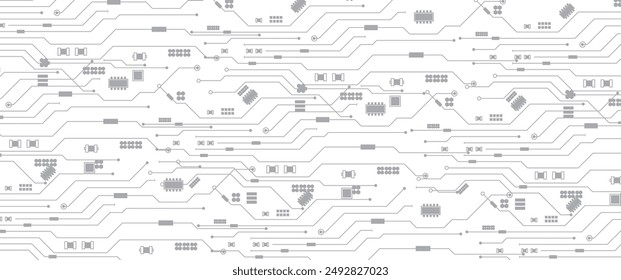 Abstract Technology Circuit board background. Grey white Abstract technology background. Digital technology with plexus background and space for your text