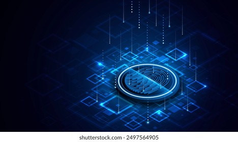 Abstract technology circuit board background. Fingerprint scanning cybersecurity concept. modern technology innovation concept background	