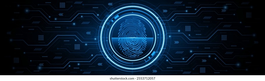 Abstract technology circuit board background. Fingerprint scanning cybersecurity concept. modern technology innovation concept background	