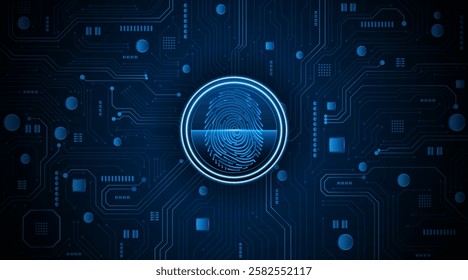 Abstract technology circuit board background. Fingerprint scanning cybersecurity concept. modern technology innovation concept background	