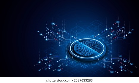 Abstract technology circuit board background. Fingerprint scanning cybersecurity concept. modern technology innovation concept background	