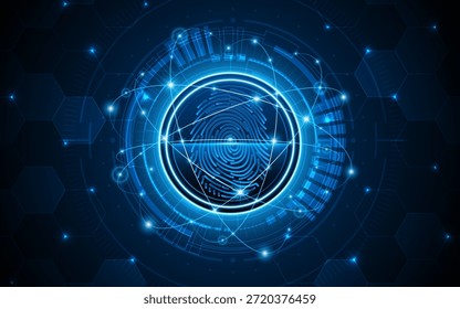Fundo abstrato da placa de circuito da tecnologia. Digitalização de impressão digital conceito de cibersegurança. tecnologia moderna conceito de inovação fundo