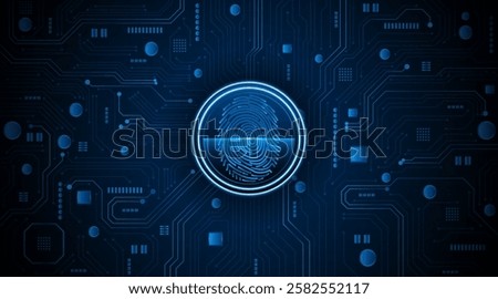 Abstract technology circuit board background. Fingerprint scanning cybersecurity concept. modern technology innovation concept background	