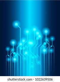 Abstract technology circuit board, blue background.Vector