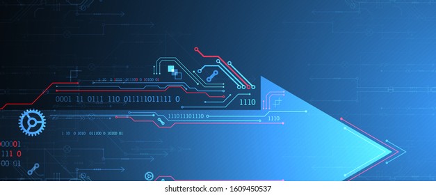 Abstract technology circuit board. Communication concept. Arrow theme.