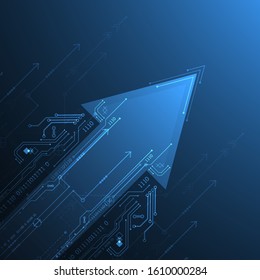 Abstract technology circuit board. Communication concept. Arrow theme.