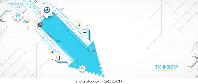 Abstract technology circuit board. Communication concept. Arrow theme.