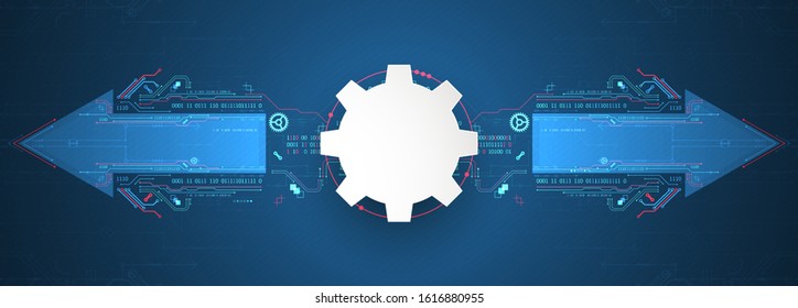 Abstract technology circuit board. Communication concept. Arrow theme.